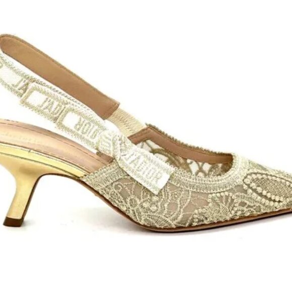 DIOR J'ADIOR Butterfly Macrame Embroidered Slingback Sandals Heels Pumps $1450 - Picture 2 of 3